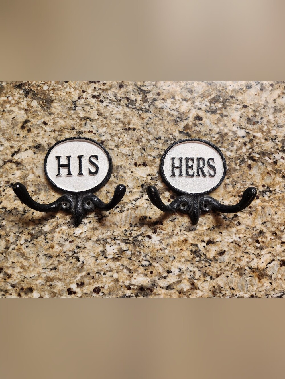 His and Hers Cast Iron Wall Hooks in Black and White